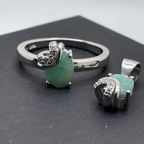 New! 4 Piece Sterling Silver & Aventurine Set - Picture 2 of 6